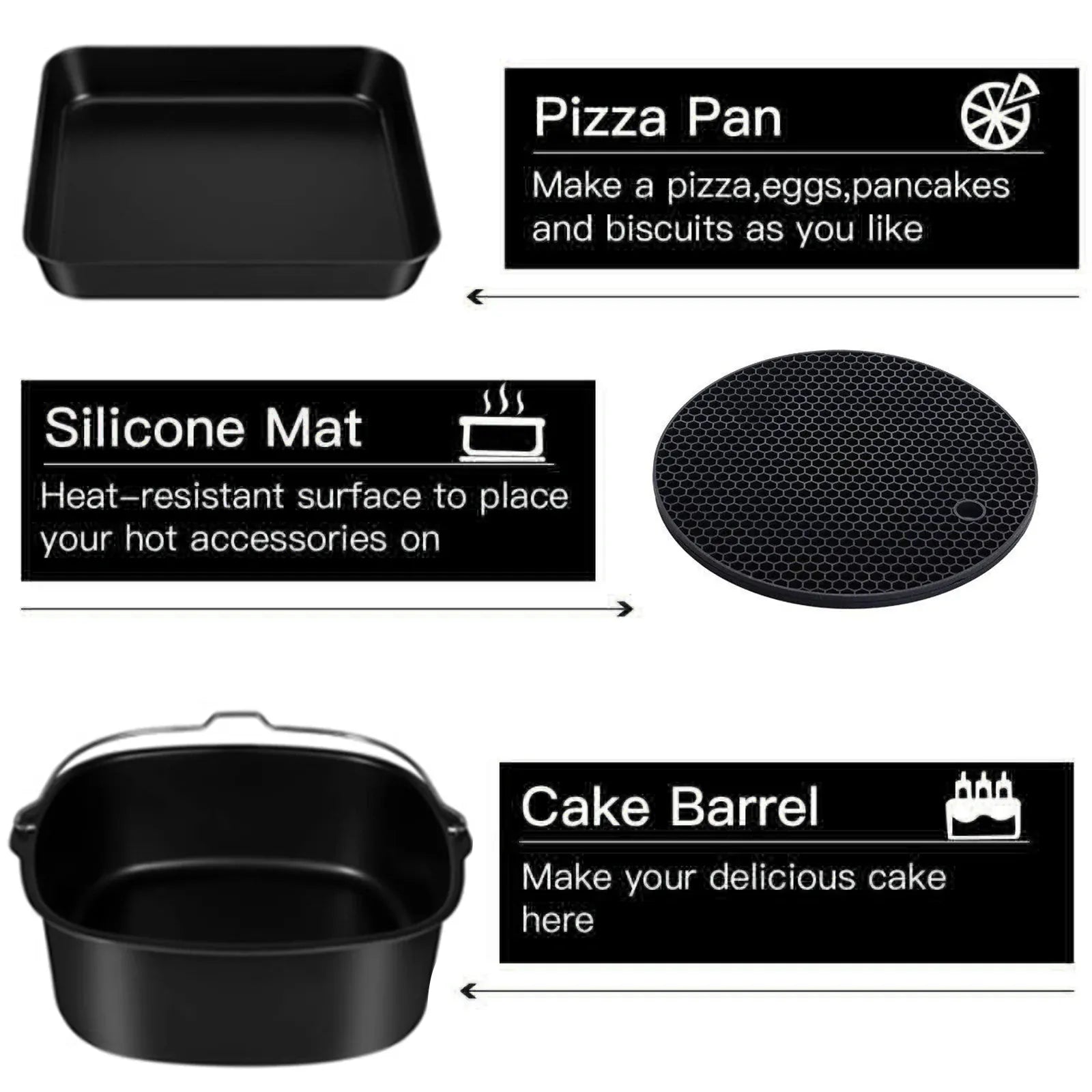 Kit Accessoires Friteuse à Air en Acier Inox - 6 Pièces Essentielles Air Fryer