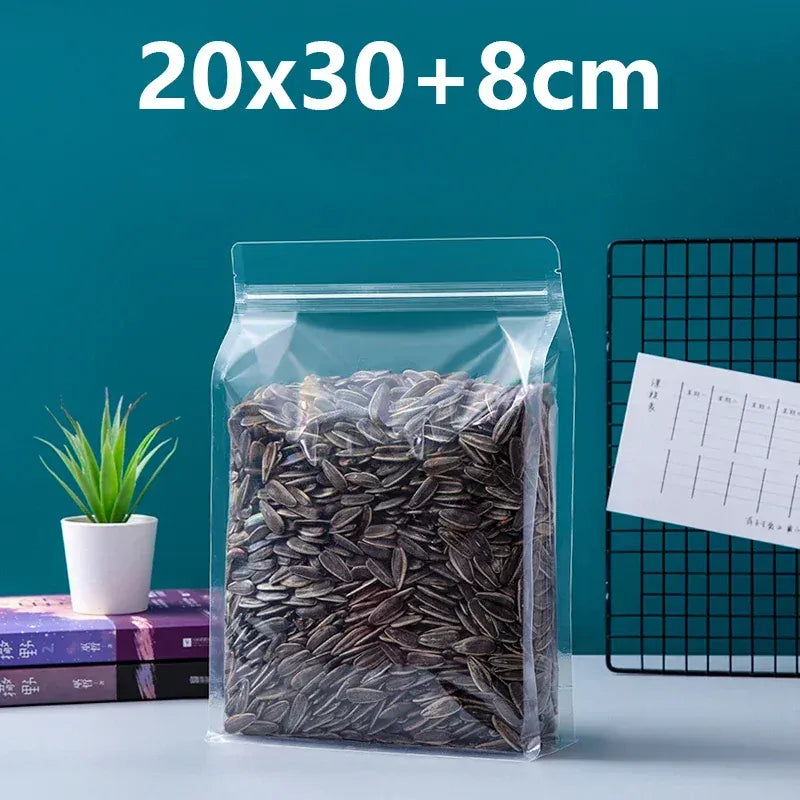 Sachets Zip Alimentaires Transparent Lot de 50 Pièces avec Poignée