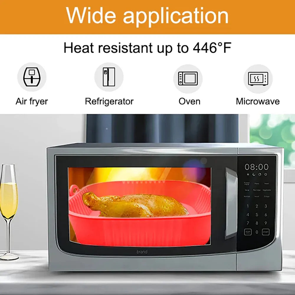 Moule Silicone Air Fryer Réutilisable Carré - Lot de 3 Pièces Air Fryer