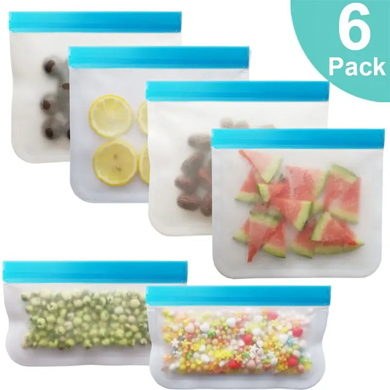 Sachets Silicone Réutilisables Anti-Fuite - Lot de 7 Pièces 25x30cm