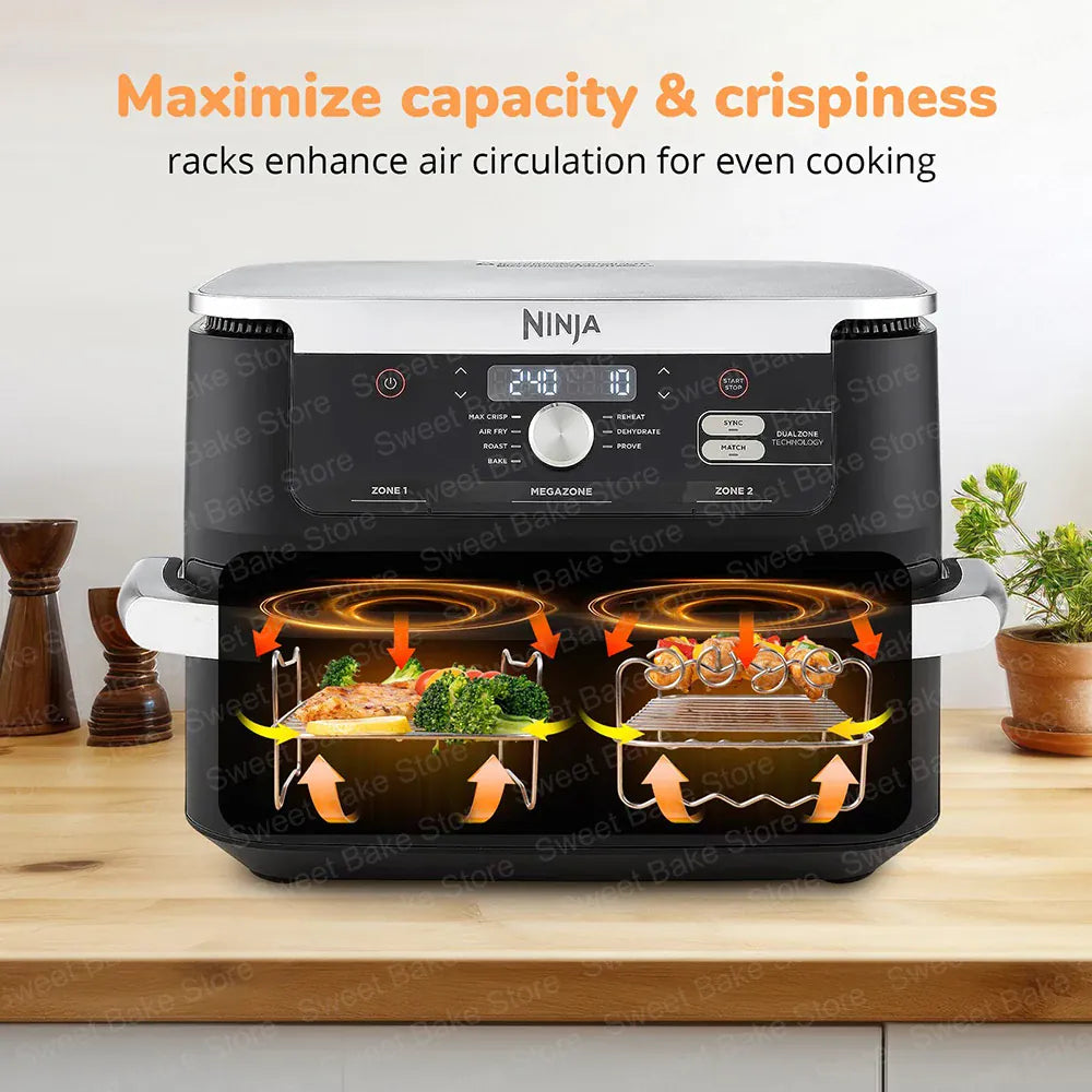 Grille Inox Air Fryer Lot de 2 Grilles et 4 Brochettes Ajustables Air Fryer