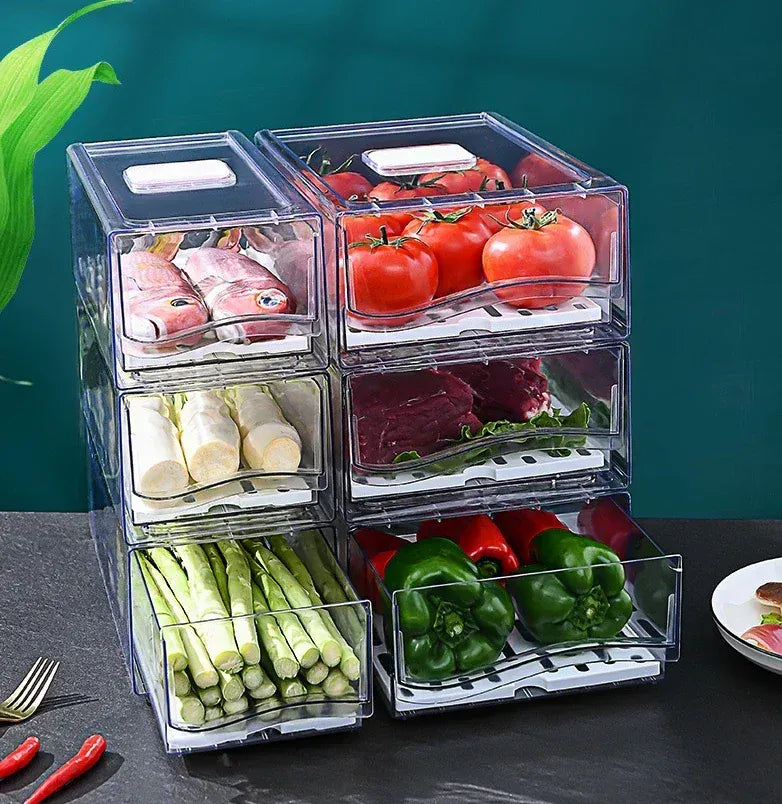 Bac de Rangement Frigo Empilable pour Légumes et Viandes 4L