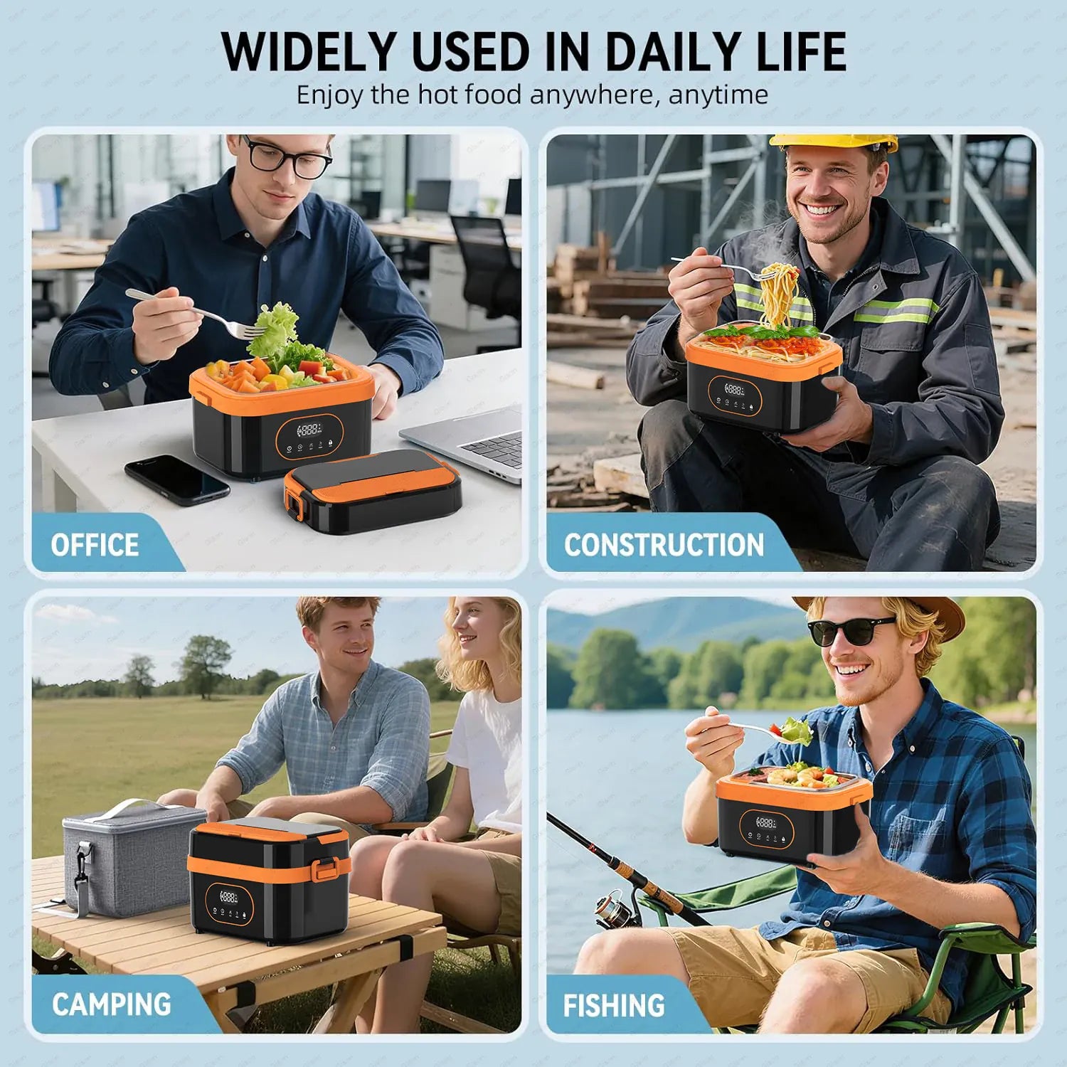 LunchBox Chauffante Sans Fil 60 W — Batterie 18 000 mAh, Cuve Inox 304, Timer 8h lunchboxchauf