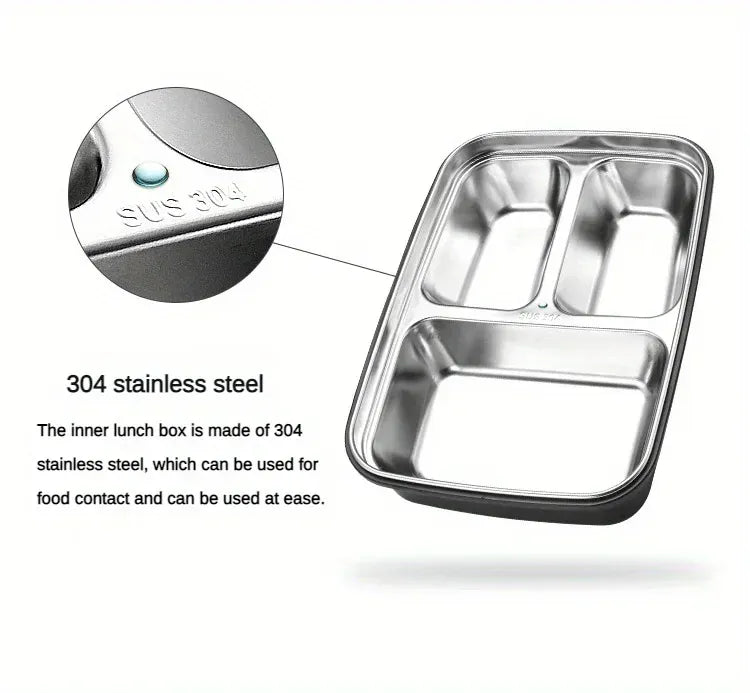 Bento Inox 3 Compartiments | Boîte Durable et Étanche 1,2L Bento