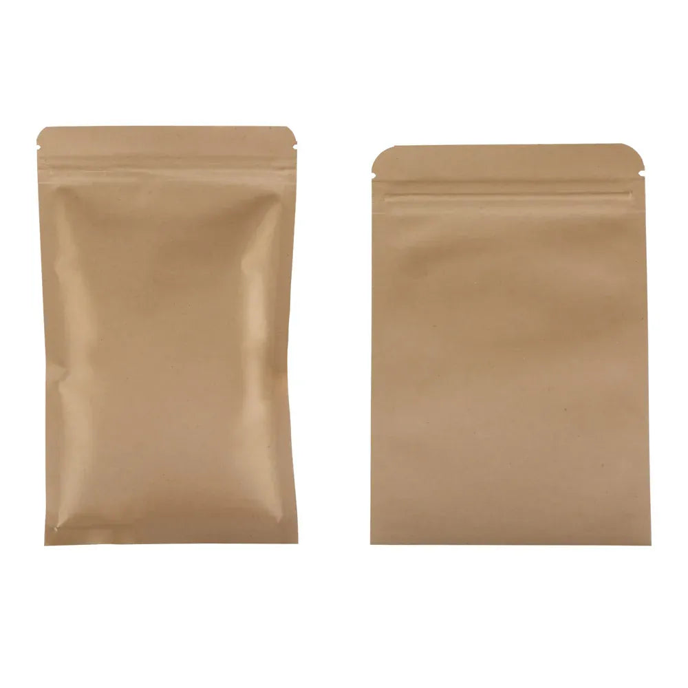 Sachets Kraft Transparent Fermeture Zip - Lot de 100 pièces