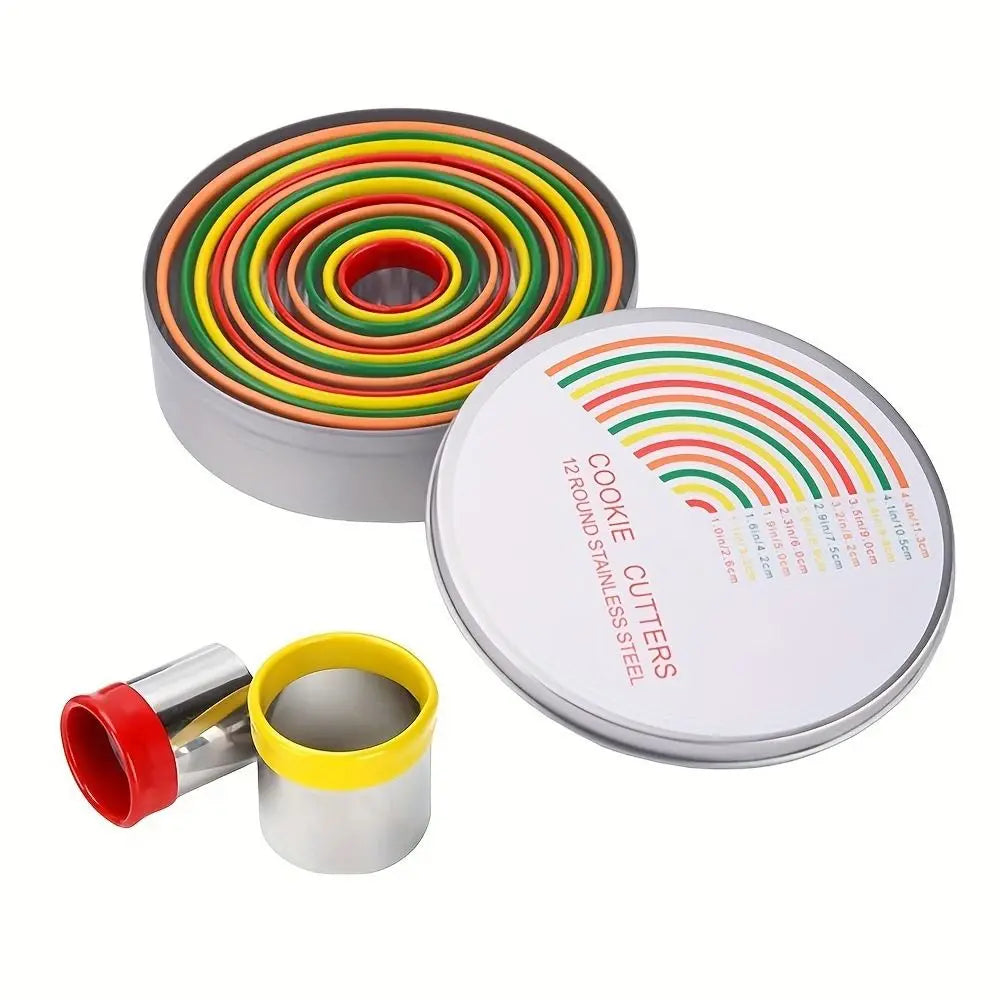 Emporte-pièces ronds en inox colorés - Set de 12 pour biscuits emportepieces