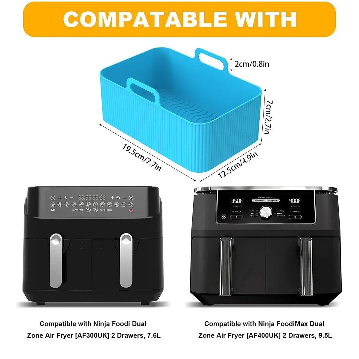 Moules Silicone Réutilisables Air Fryer - Lot de 2 Rectangulaires Air Fryer