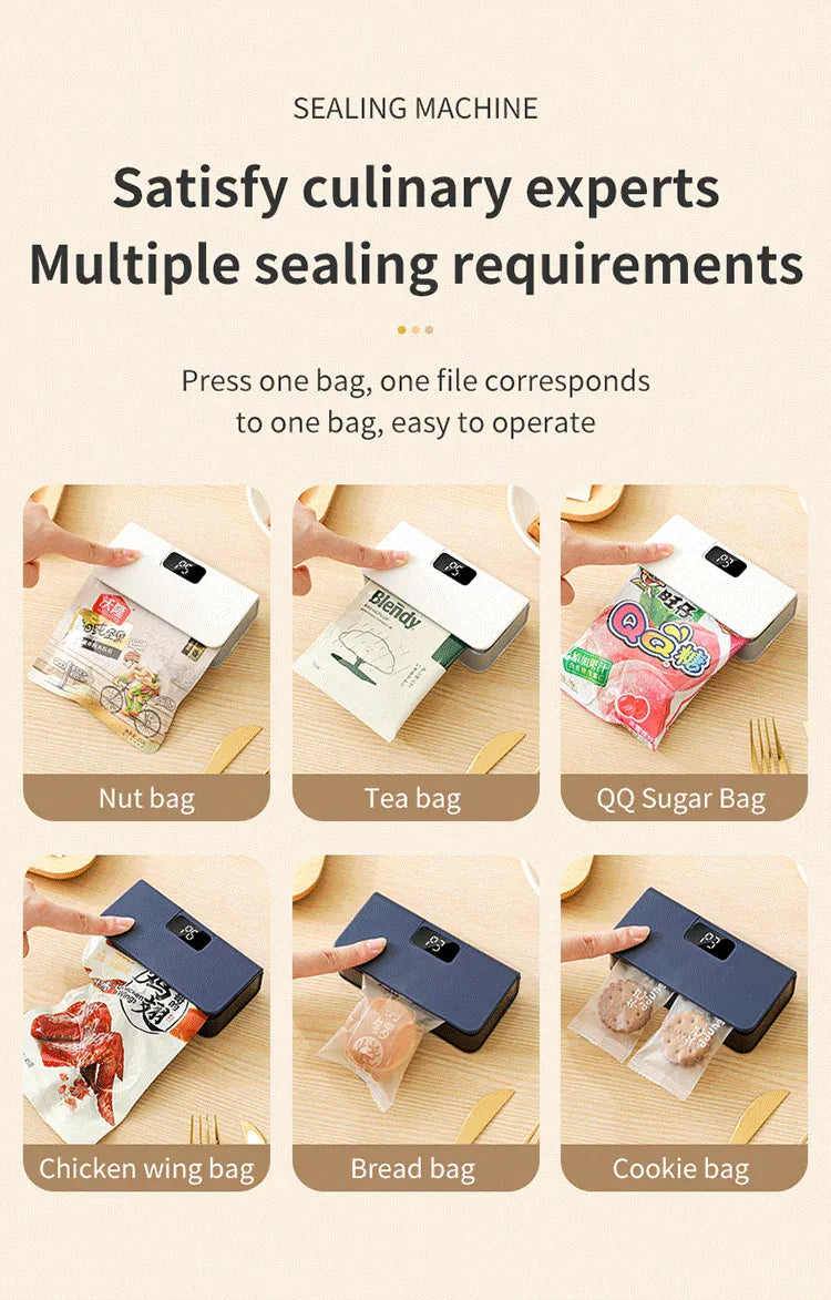 Scelleuse Alimentaire Mini Portable Rechargeable avec Affichage Digital sv