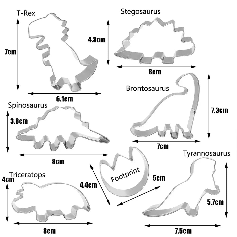 Emporte-pièces à biscuits dinosaures en inox - Set de 7 pièces emportepieces