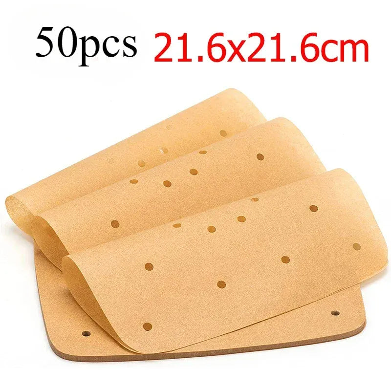 Papier Cuisson Air Fryer Jetable Carré Perforé - Lot de 100 Pièces Air Fryer