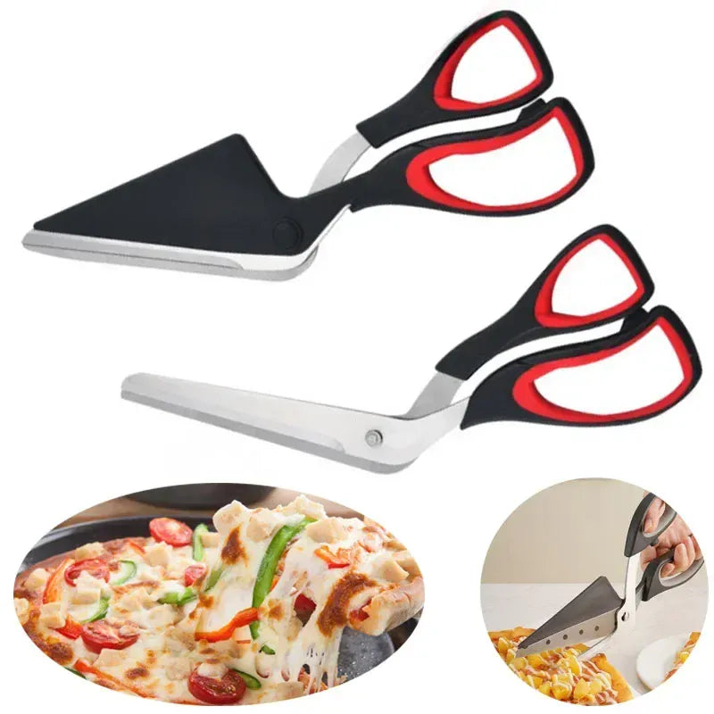 Ciseaux à pizza en inox avec spatule détachable | Coupe facile ciseaux