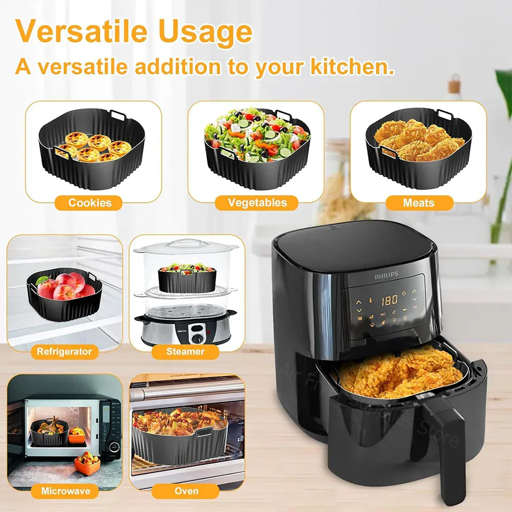 Moule Silicone Air Fryer Réutilisable Rond 19cm - Lot de 1 Pièce Air Fryer