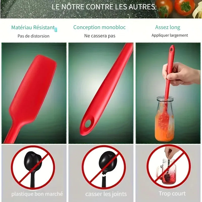 Spatule Silicone Longue 33cm - Ustensile Non-adhérent Roug spatule en silicone