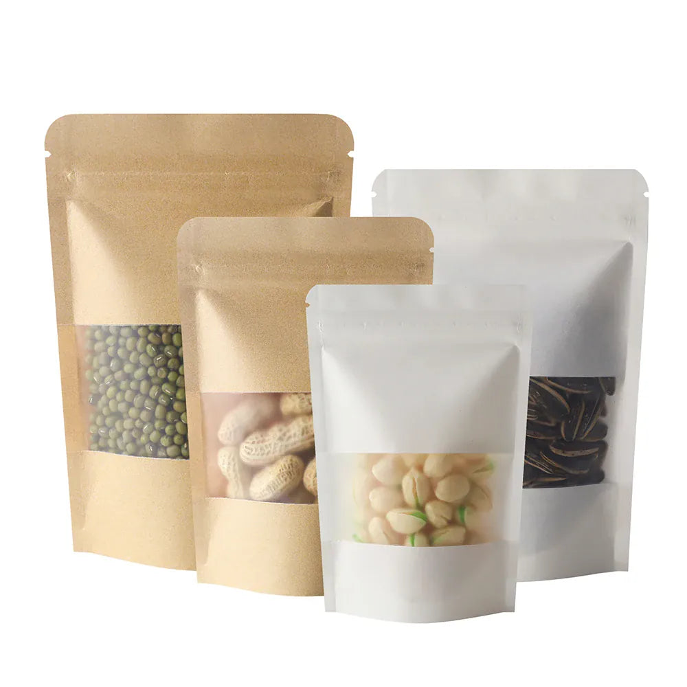 Sachets Kraft à Fenêtre Transparentes - Lot de 200 Pièces