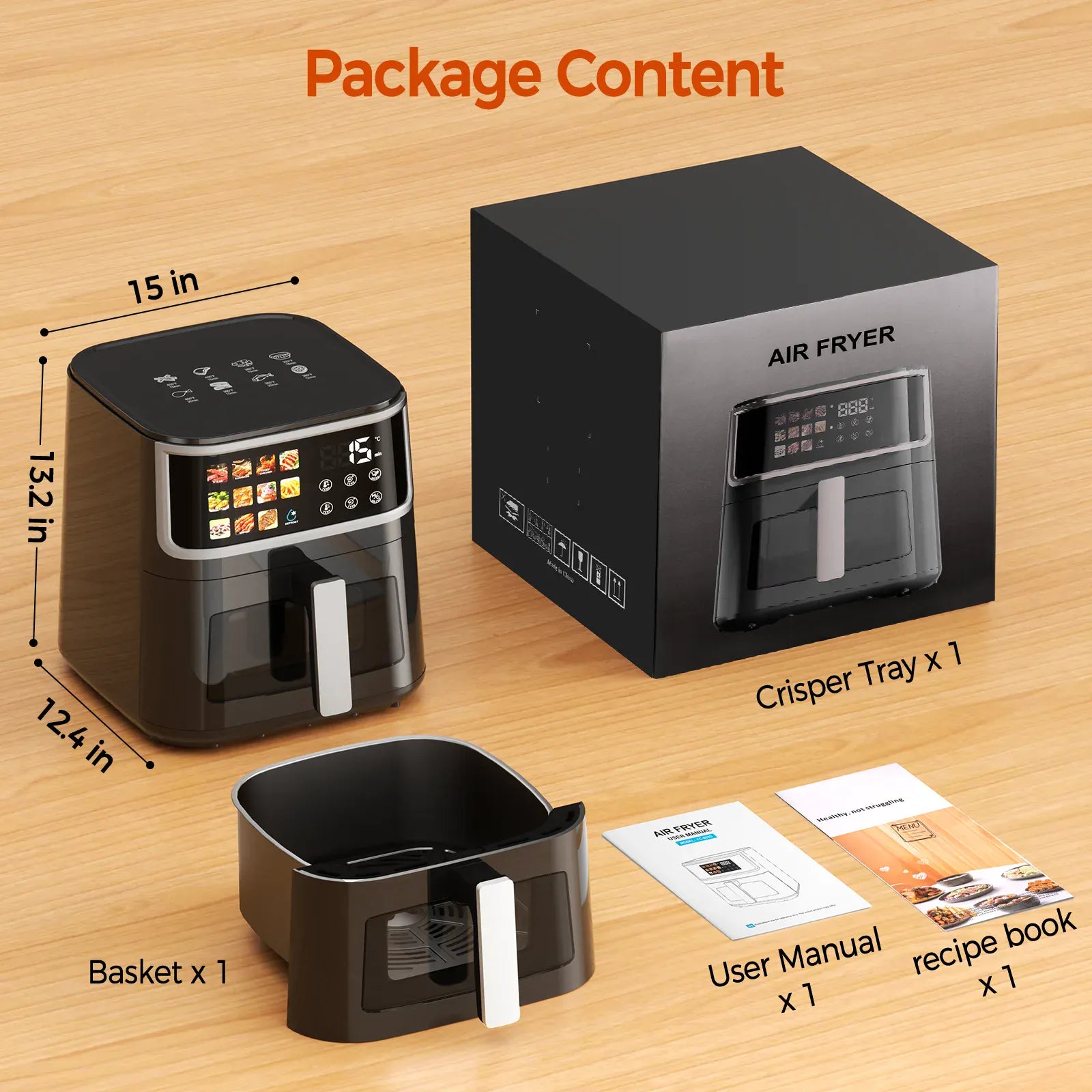 Friteuse Sans Huile 8L 1700W Écran Tactile 11 Programmes airfryers