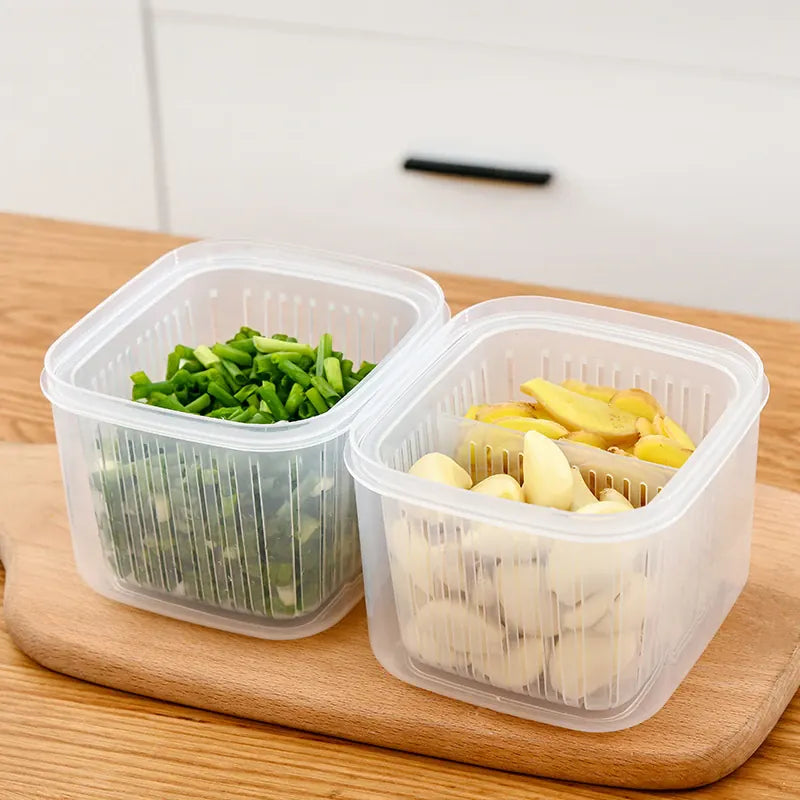 Bac de Conservation Fruits et Légumes avec Grille Égouttoir 1L
