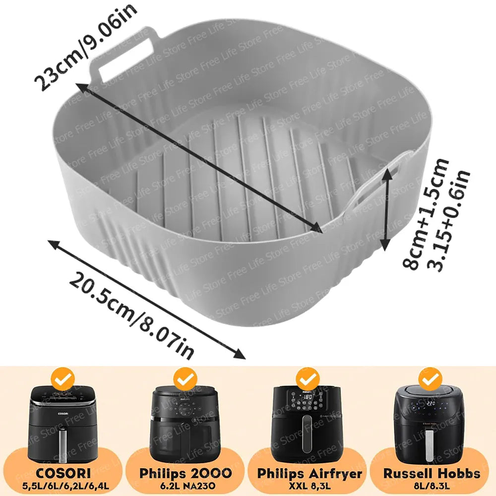 Moule Silicone Air Fryer Réutilisable Rond 23 cm pour Friture Air Fryer