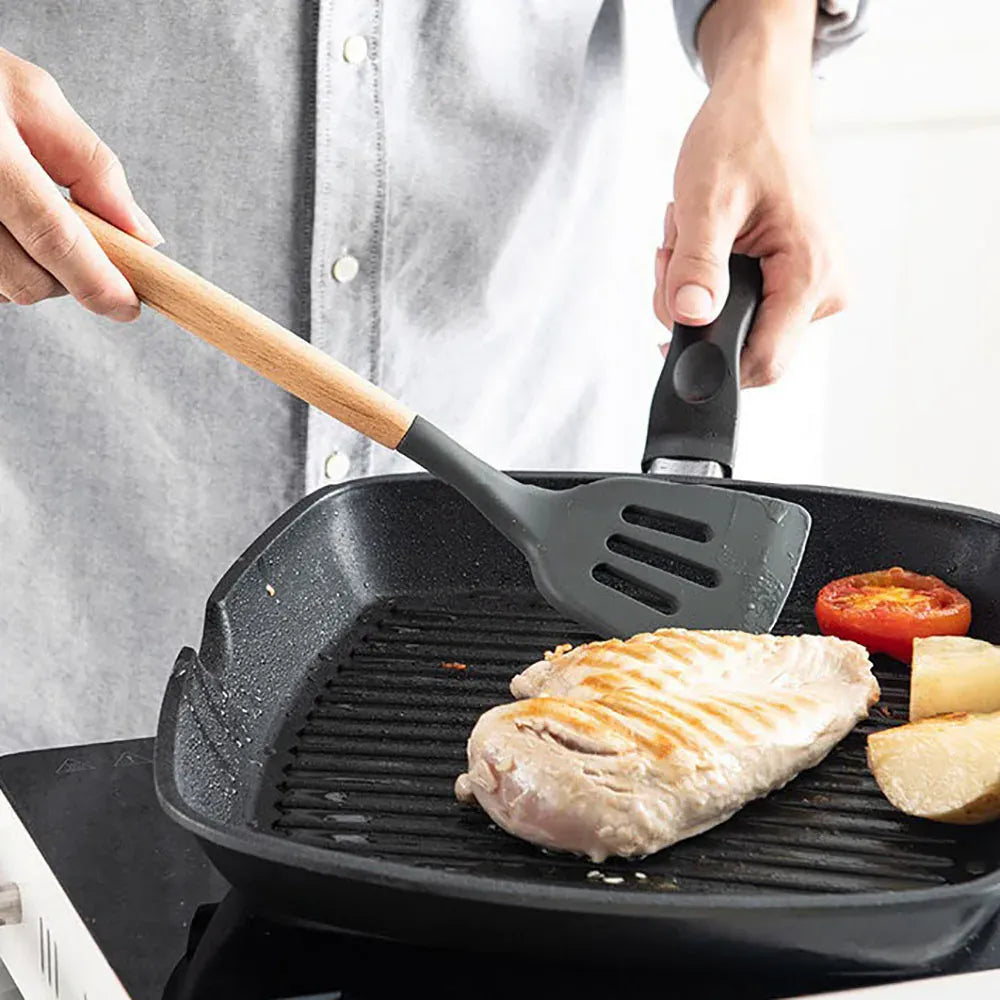 Set Ustensiles Silicone 12 pièces Cuisine | Résistants à la chaleur spatule en silicone