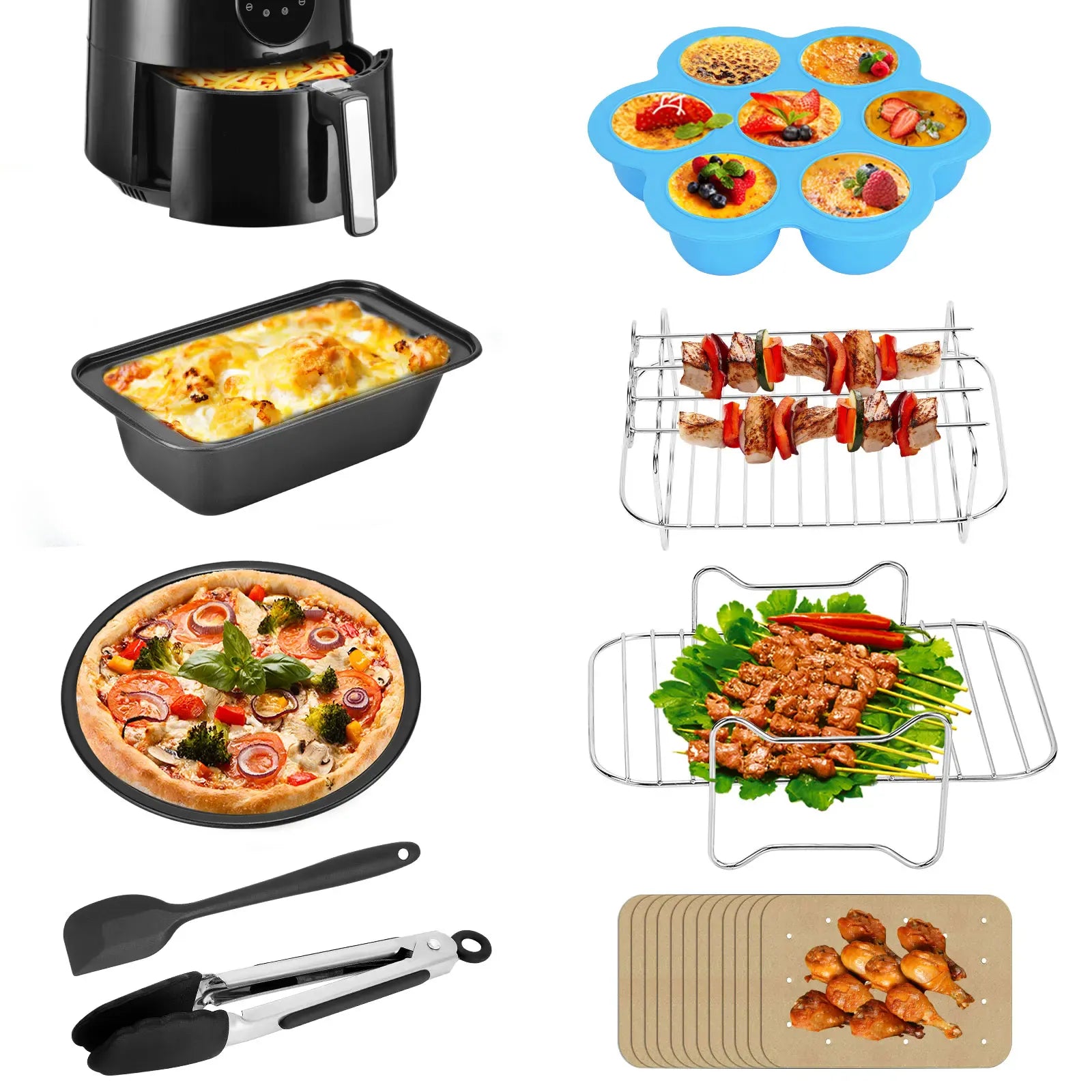 Kit Accessoires Air Fryer - 6 pièces Grille Moules Papiers Jetables Air Fryer