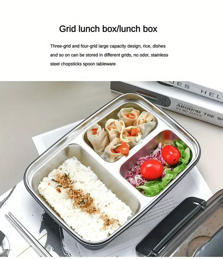 Bento Inox 3 Compartiments | Boîte Durable et Étanche 1,2L Bento