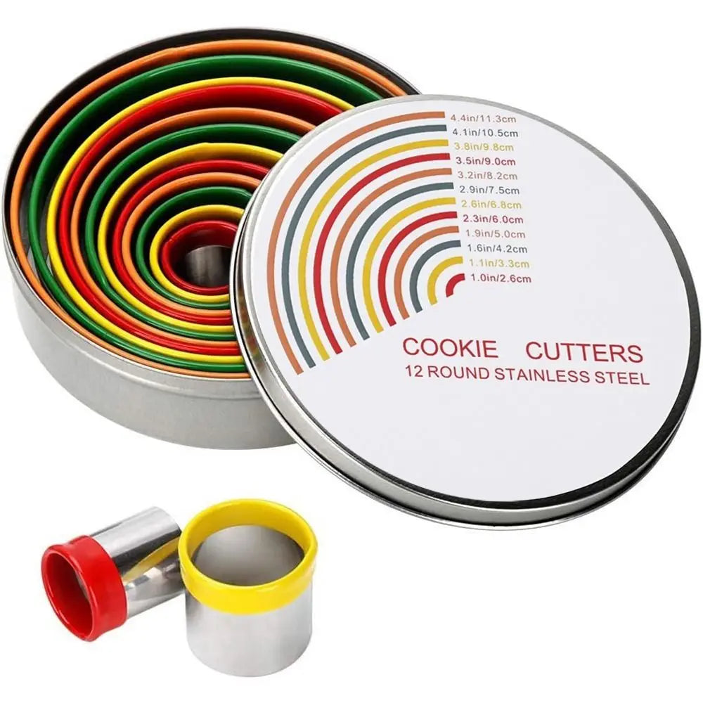 Emporte-pièces ronds en inox colorés - Set de 12 pour biscuits emportepieces
