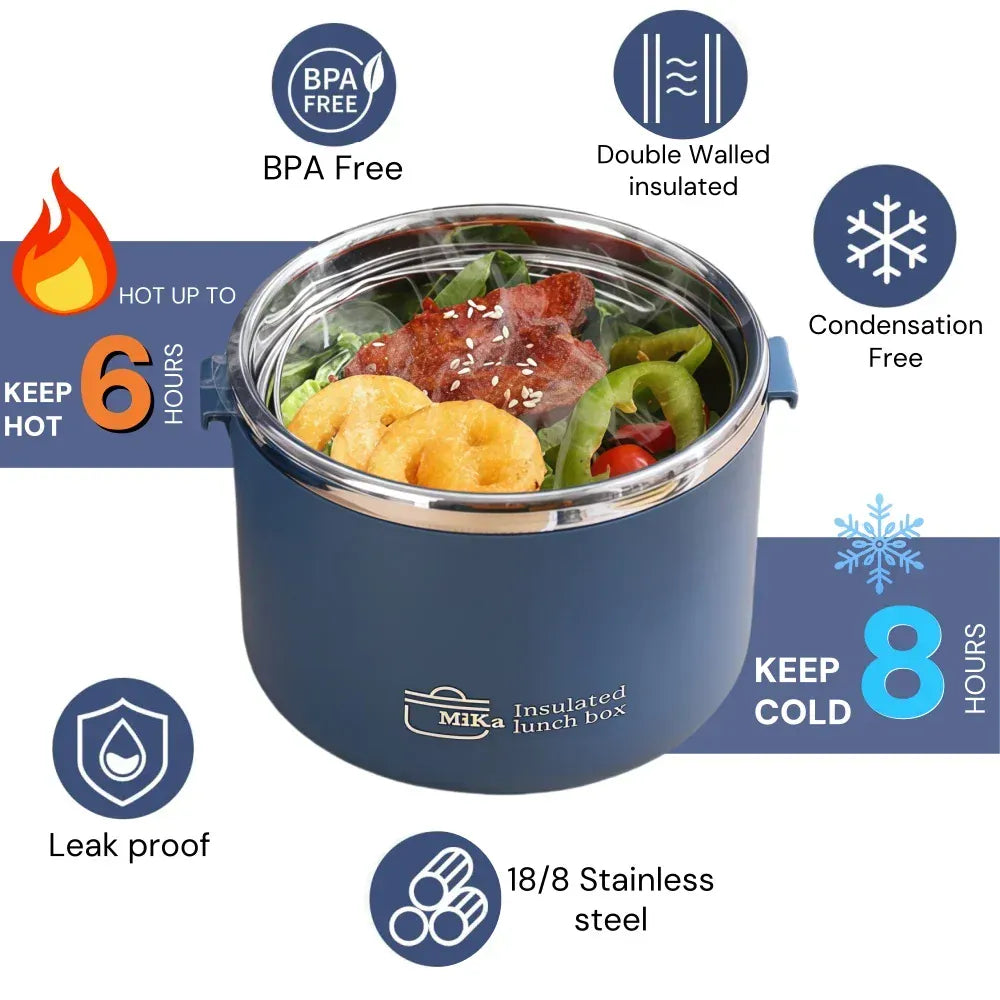 LunchBox Isotherme Inox 304 — 2 Niveaux 1100 ml, Chaud 6 h / Froid 8 h, Sans BPA lunchbox