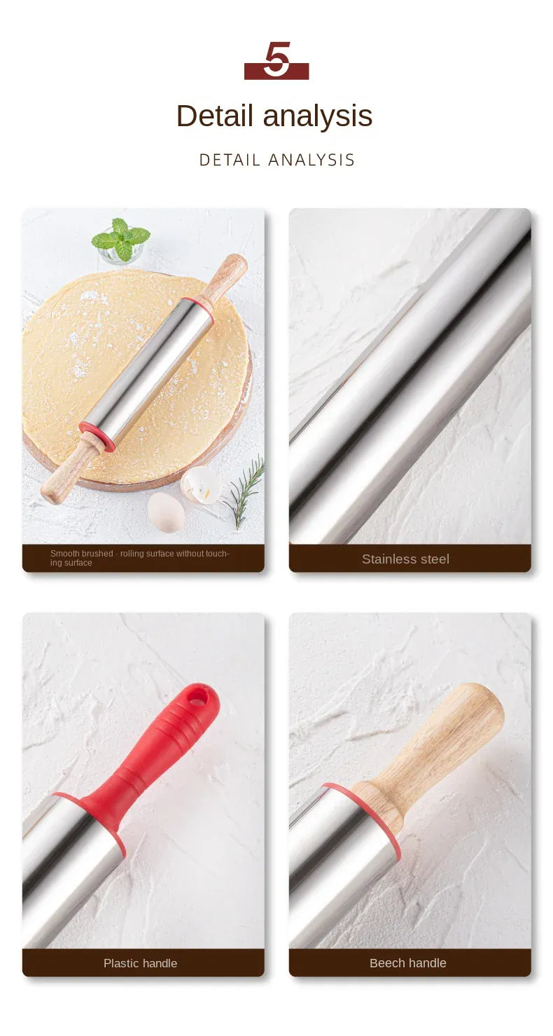 Rouleau à pâtisserie en acier inoxydable pour biscuits et tartes rouleaupatisserie