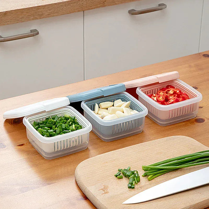 Bac de Rangement Frigo 2 Étages | Conteneurs Hermétiques pour Légumes