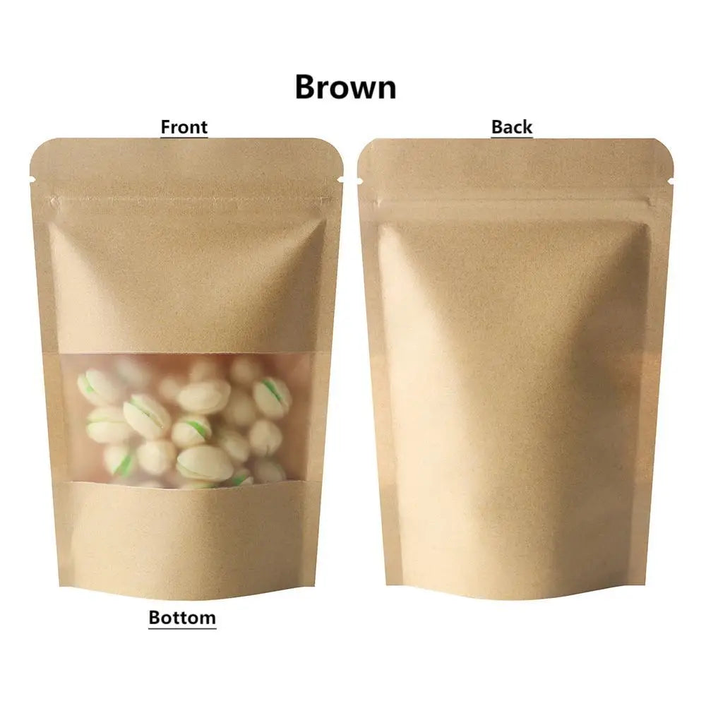 Sachets Kraft à Fenêtre Transparentes - Lot de 200 Pièces