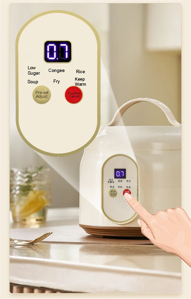 Écran et touches du mini cuiseur à riz