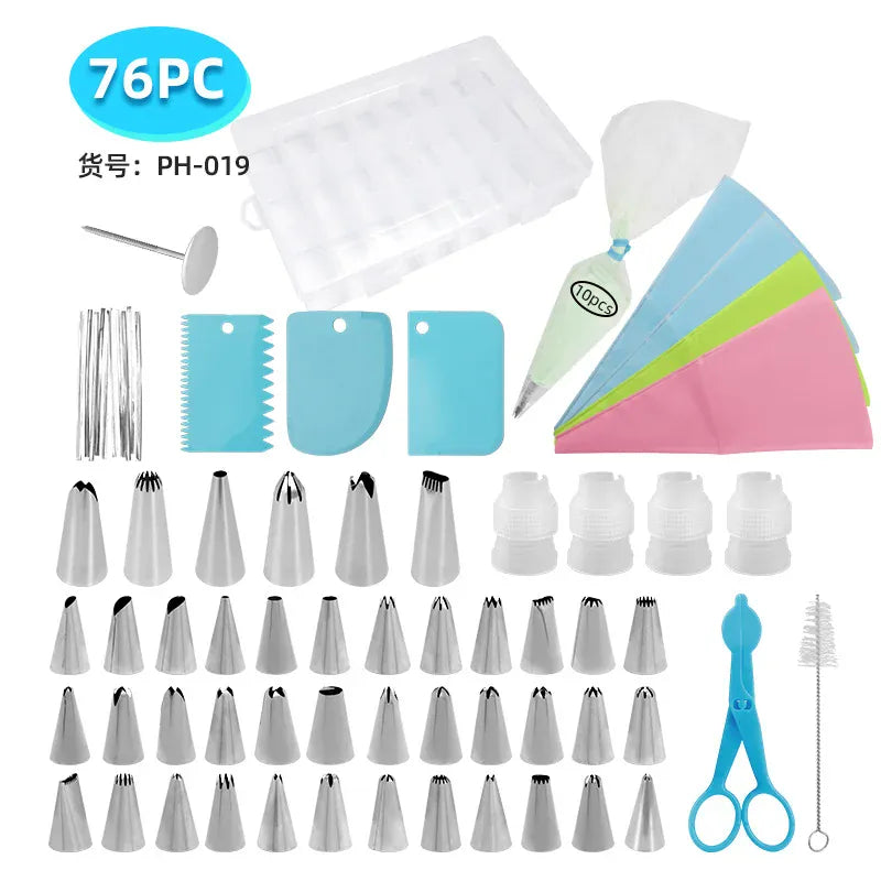 Kit de Décoration de Gâteaux 76 Pièces avec Douilles et Accessoires en Acier Inoxydable douillepoche