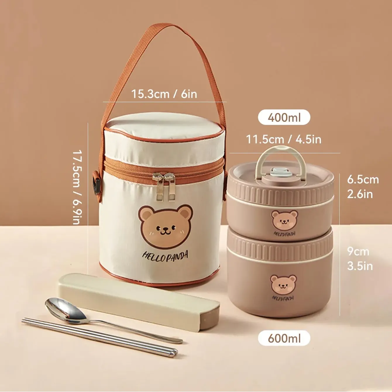 Ensemble de 2 Lunchbox cylindriques isothermes pour enfants (1 litre) Lunchbox