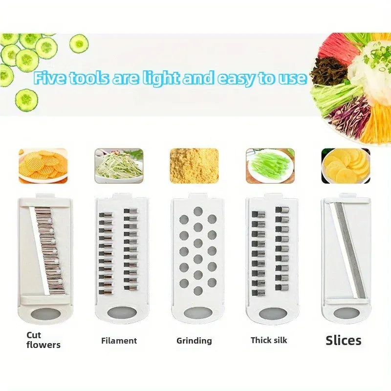 Mandoline 7-en-1 avec Lames Interchangeables pour Fruits et légumes Mandoline