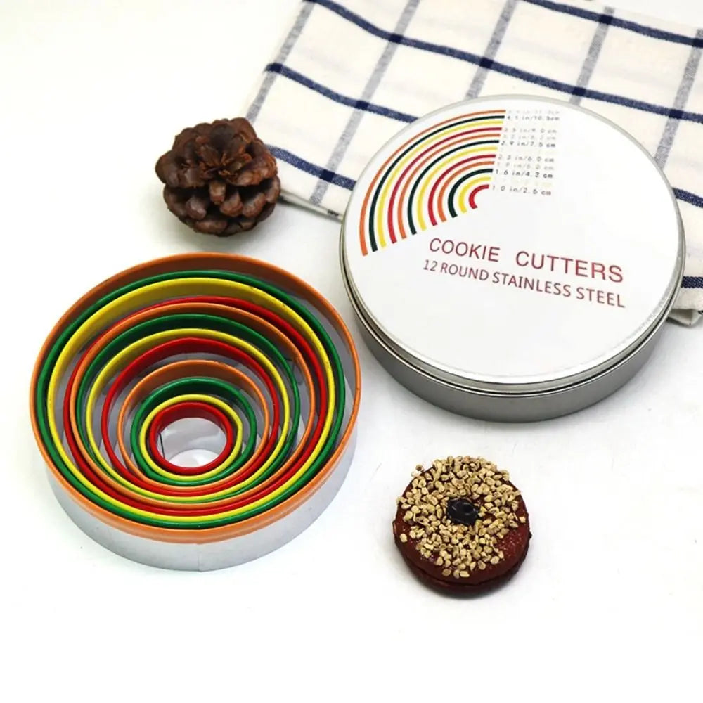 Emporte-pièces ronds en inox colorés - Set de 12 pour biscuits emportepieces