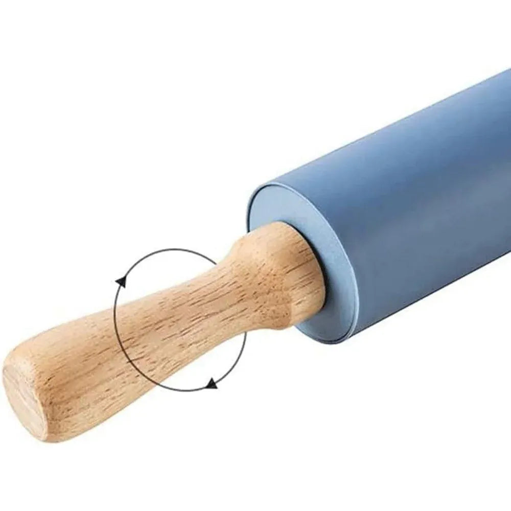 Rouleau à pâtisserie en silicone anti-adhésif avec poignées en bois rouleaupatisserie