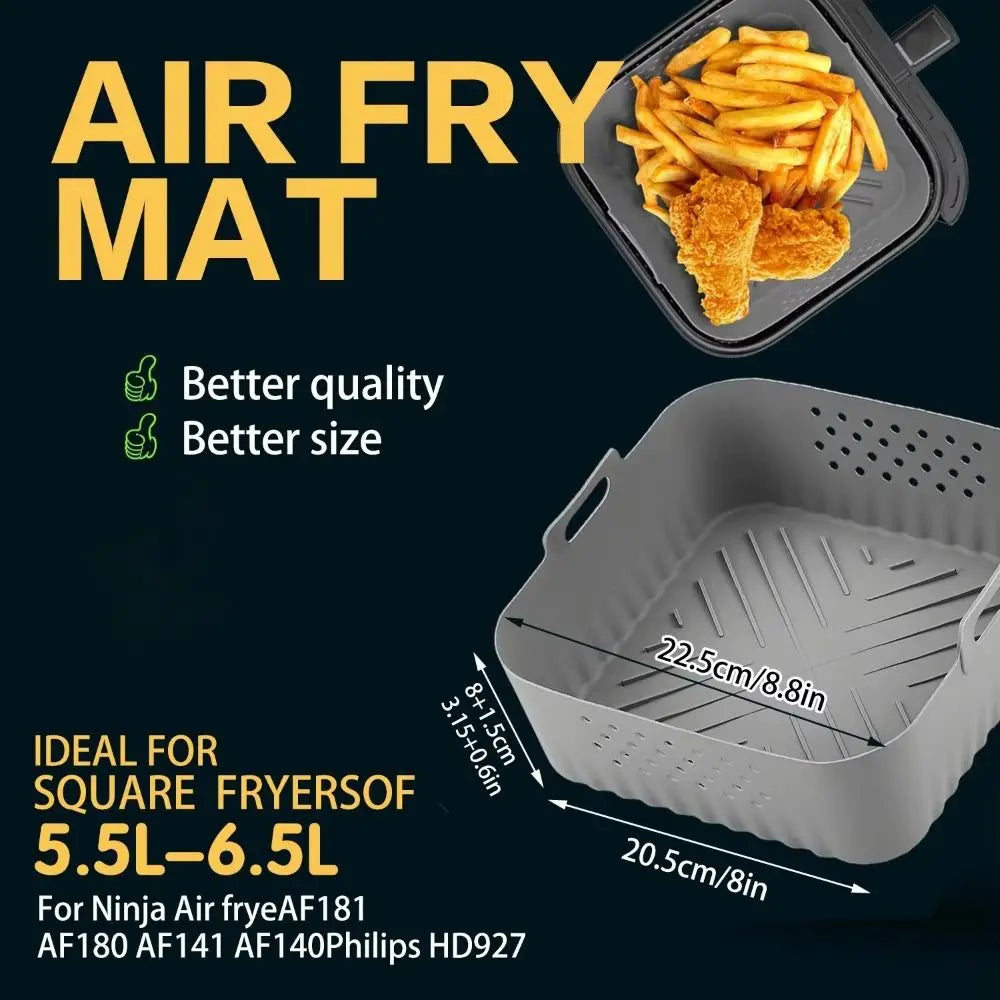 Moule Silicone Air Fryer Carré Réutilisable 55-62L avec Poignée Air Fryer