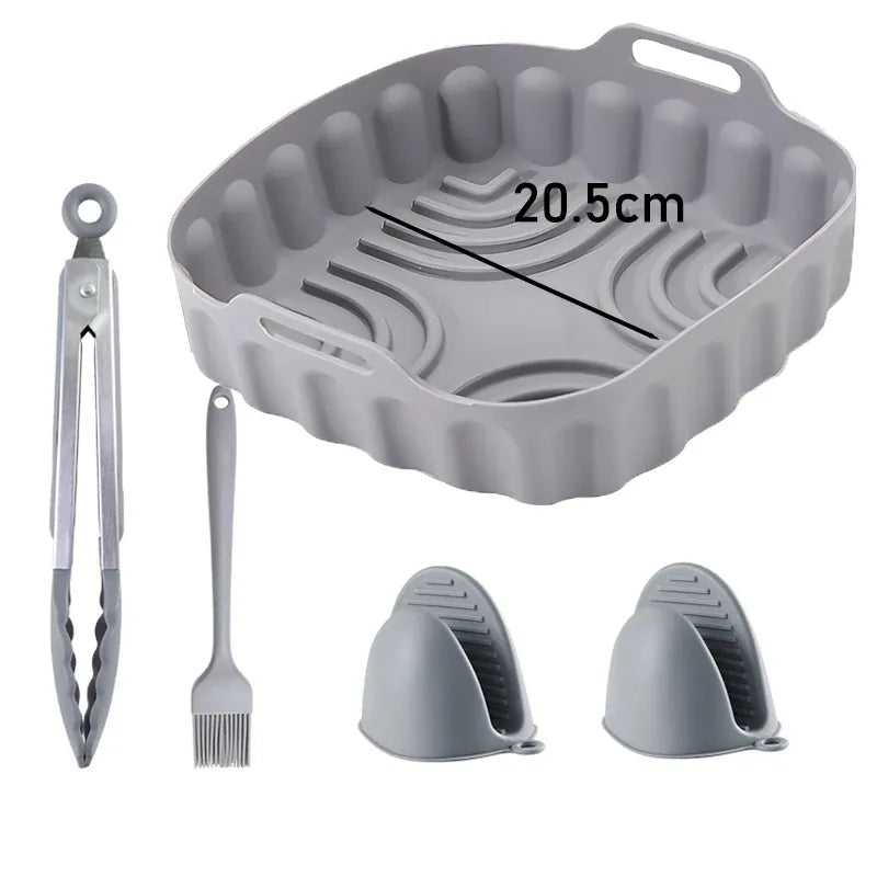 Moule Silicone Réutilisable Air Fryer Rond et Carré - Lot de 2 Pièces Air Fryer