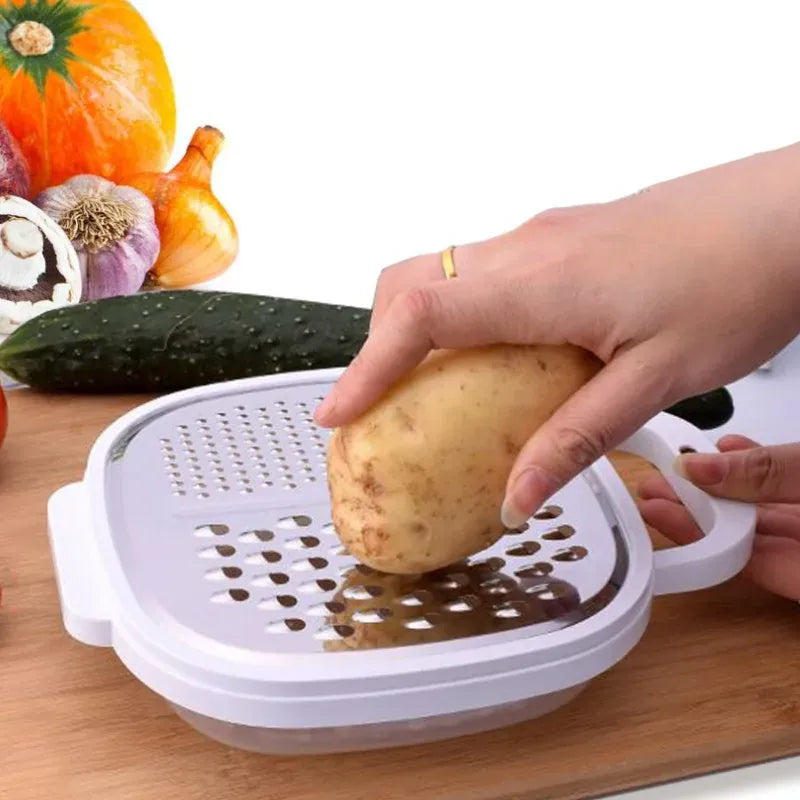 Mandoline 4-en-1 Plastique Râpe Légumes et Fromage avec Etui rape