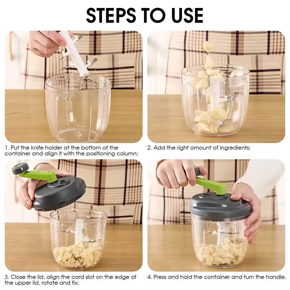 Hachoir Manuel 520ml pour Viande et Légumes avec Poignée Ergonomique hachoir manuel