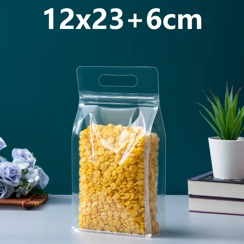 Sachets Zip Alimentaires Transparent Lot de 50 Pièces avec Poignée