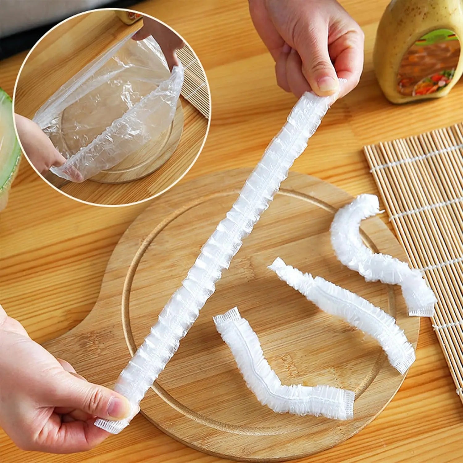 Film Alimentaire Élastique Jetable - Lot de 600 Pièces 14-35 cm