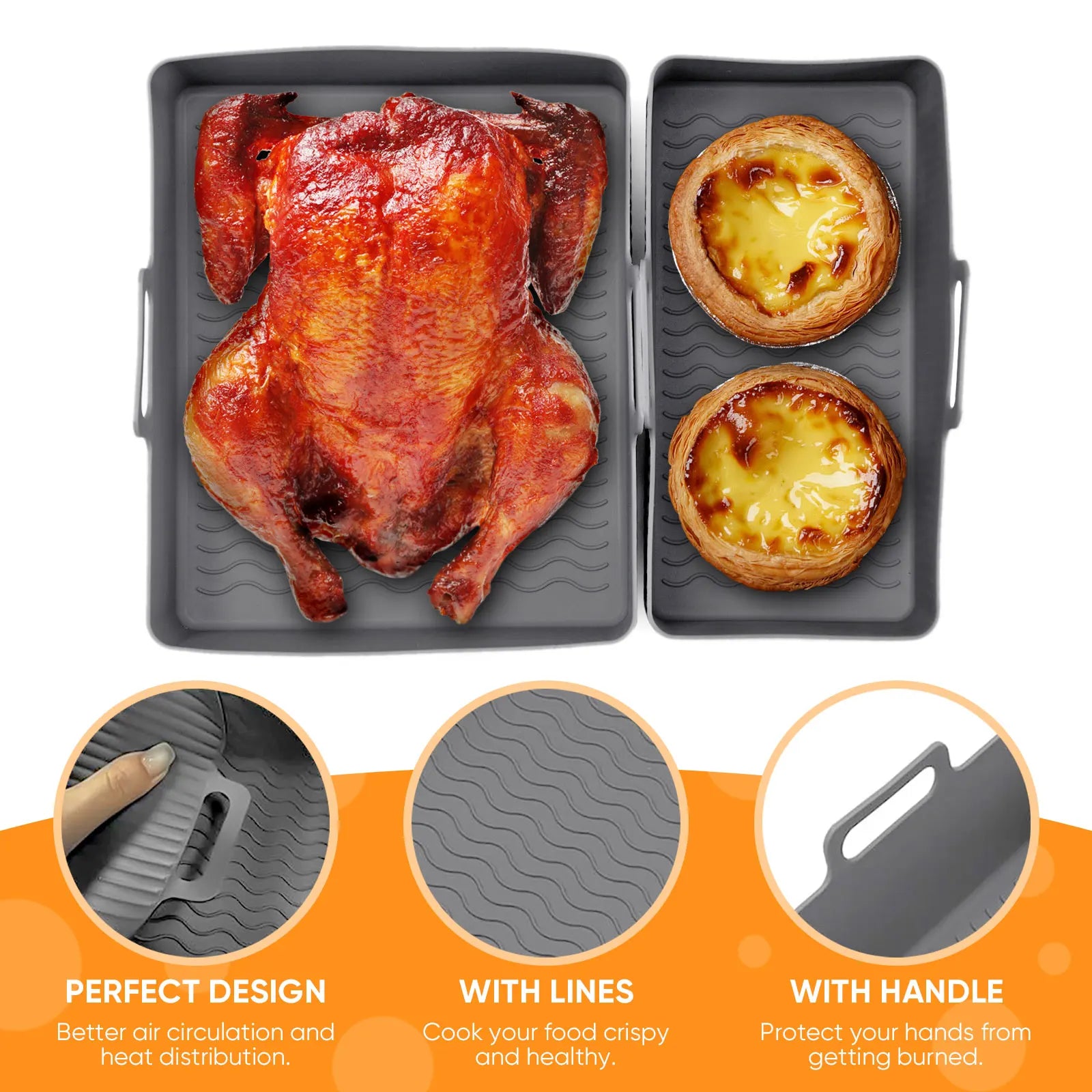 Moule Silicone Air Fryer Réutilisable Lot de 2 Pièces Rectangulaires Air Fryer
