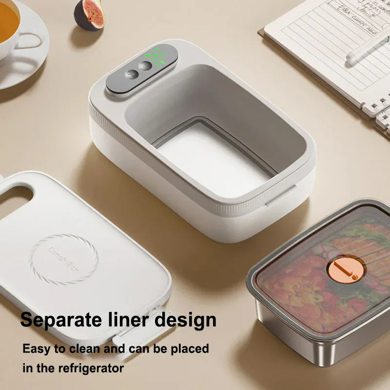 Lunch Box Chauffante Sans Fil 14000mAh — Bac Inox 304 1L, 4 Températures, Minuterie lunchboxchauf