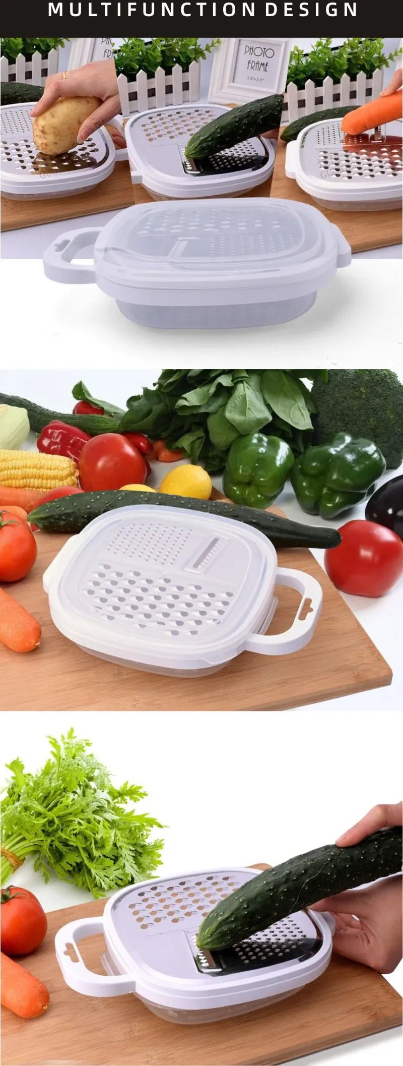 Mandoline 4-en-1 Plastique Râpe Légumes et Fromage avec Etui rape