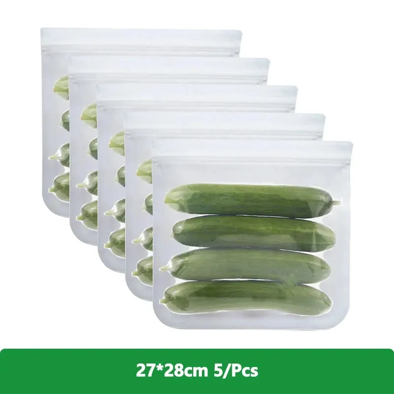 1/5/10 Pcs Reusable Ziplock Silicone Bags Dishwasher Safe Freezer Bag Lunch Bag Sandwich Bags BPA Free for Food Storage Home