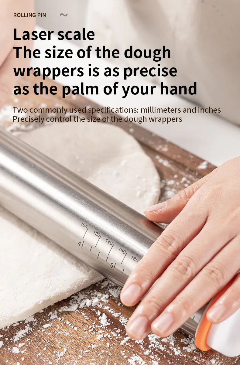 Rouleau à pâtisserie en acier inoxydable ajustable avec anneaux d'épaisseur amovibles rouleaupatisserie