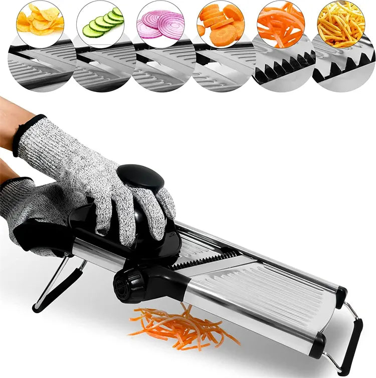 Mandoline Réglable en Acier Inoxydable | Tranche Légumes 6 Lames Mandoline