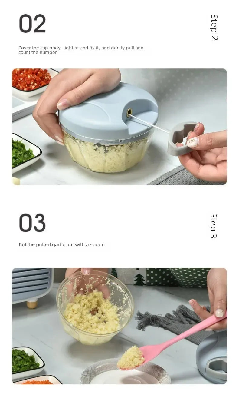 Presse-Ail Manuel Inox avec Cutter Multifonction 3 Pièces presseail