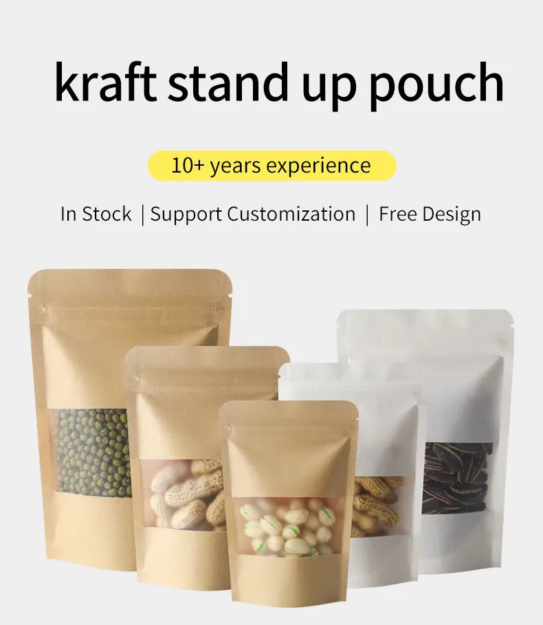 Sachets Kraft à Fenêtre Transparentes - Lot de 200 Pièces