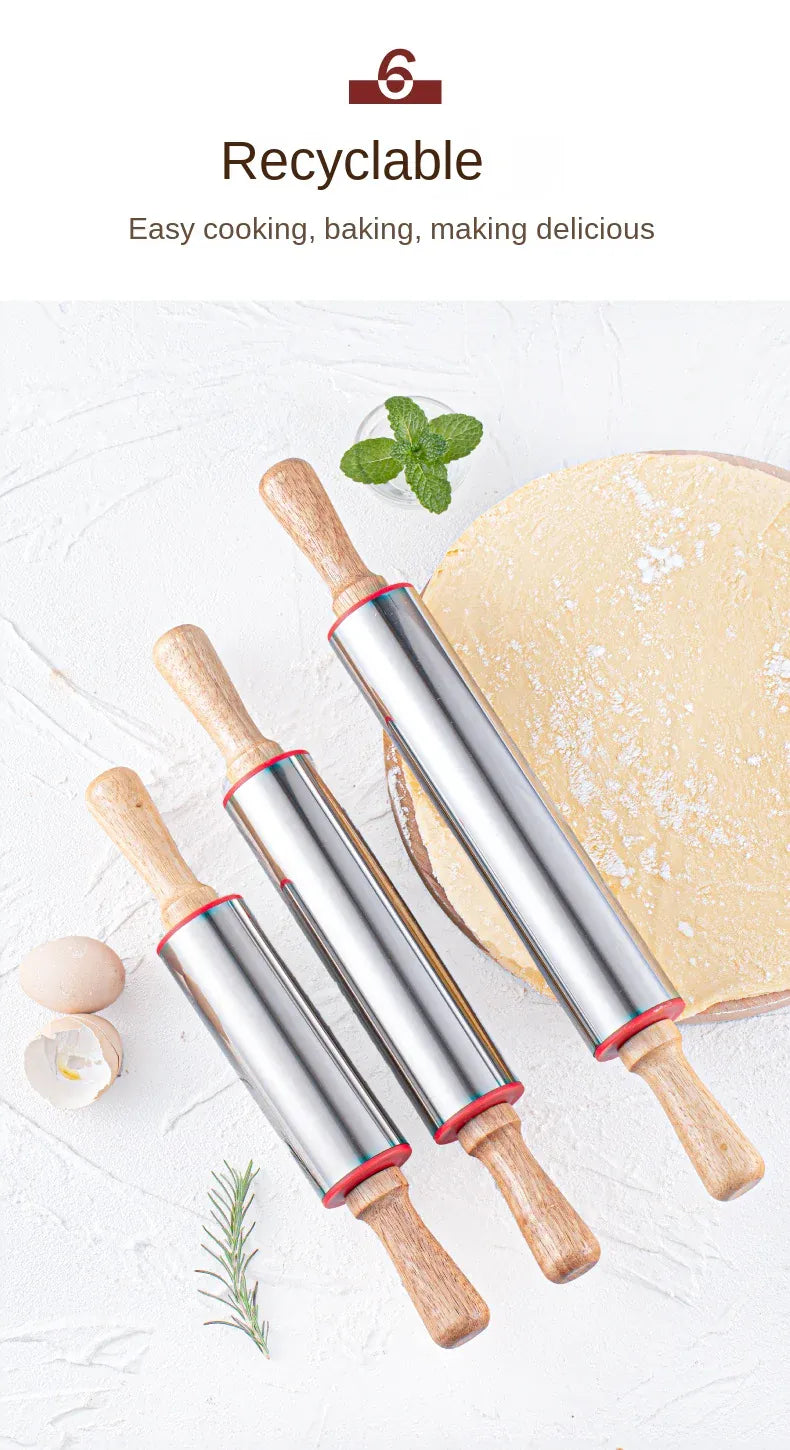 Rouleau à pâtisserie en acier inoxydable pour biscuits et tartes rouleaupatisserie